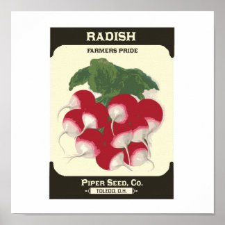 Poster Retro Radish Vegetable Seed Packet Imprimer