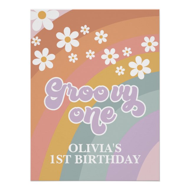 Poster Retro Rainbow Super un 1er anniversaire (Devant)