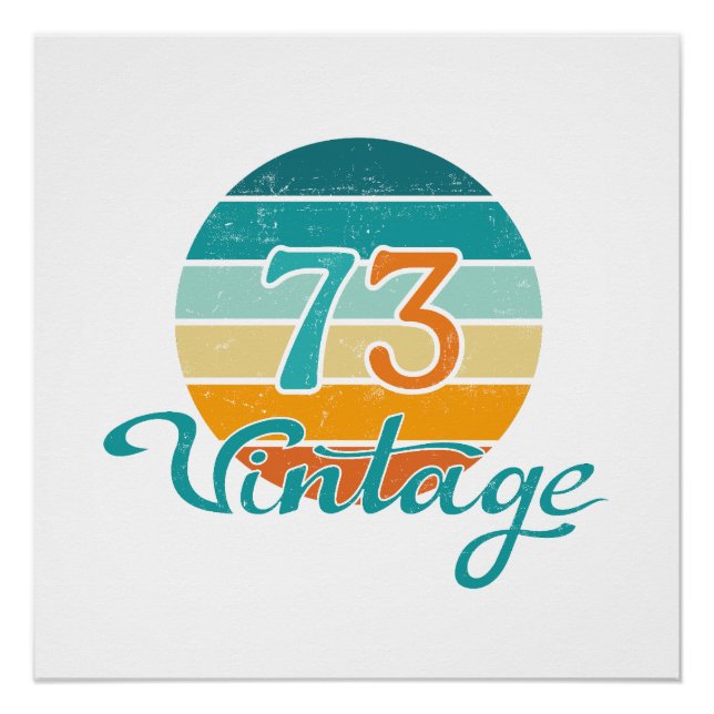 Poster Retro Sunset 73 Vintage en détresse (Devant)