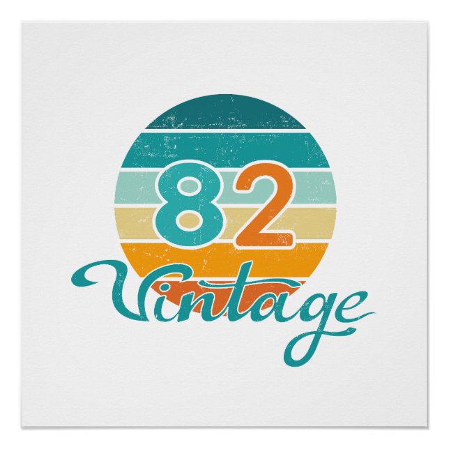 Poster Retro Sunset 82 Vintage Distressed (Devant)