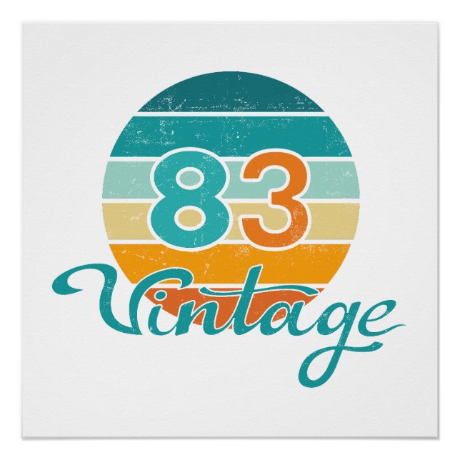 Poster Retro Sunset 83 Vintage Distressed (Devant)
