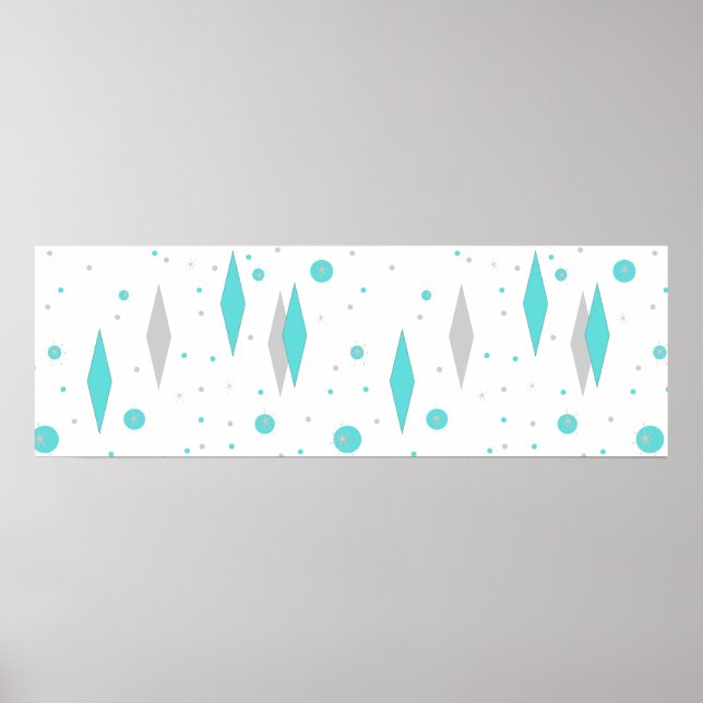 Poster Retro Turquoise Diamond & Starburst (Devant)