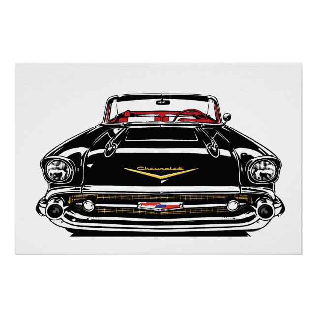 Poster Retro Vintage Classic Car Front Pop Art (Devant)