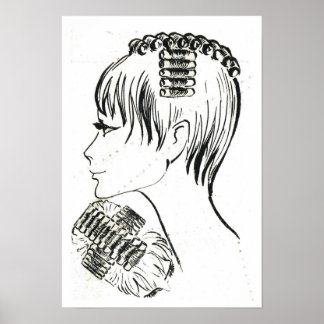 Poster Retro vintage coiffure et gestion