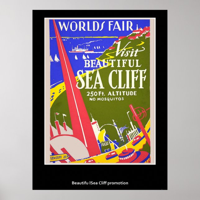 Poster Retro Vintage Sea Cliff (Devant)