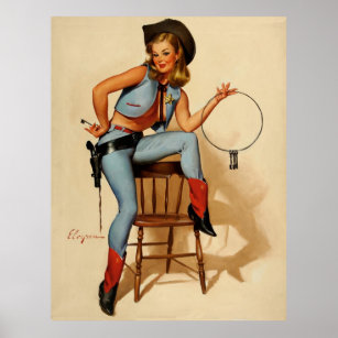 Poster Retro vintage Sheriff Pin Up Girl