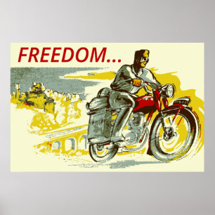 Poster Retro vintage style FREEDOM motorcycle