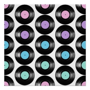 Poster Retro Vinyl Records Motif coloré