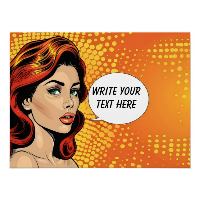 Poster Retro Woman Orange personnalisable (Devant)