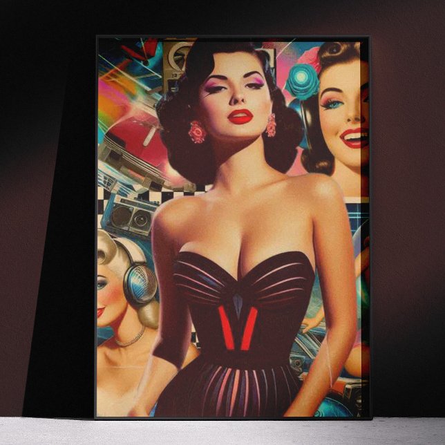 Poster Retrowave Pin-up Collage (Créateur téléchargé)
