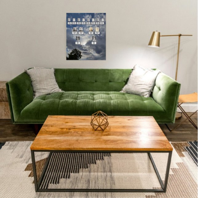 Poster Réunion familiale Trois générations Nuages et Arbr (Créateur téléchargé)