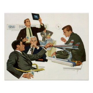 Poster Réunion vintage des dirigeants des compagnies aéri