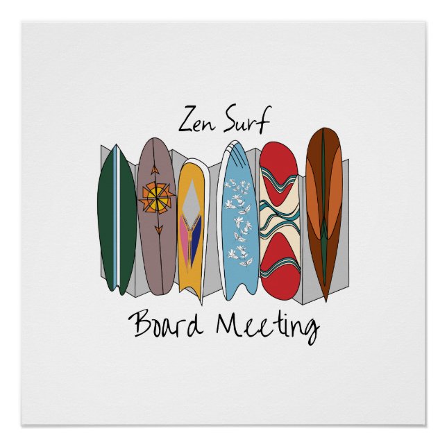 Poster Réunion Zen Planche de Surf (Devant)