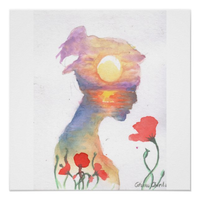 Poster Rêvant d'un coucher de soleil (Devant)