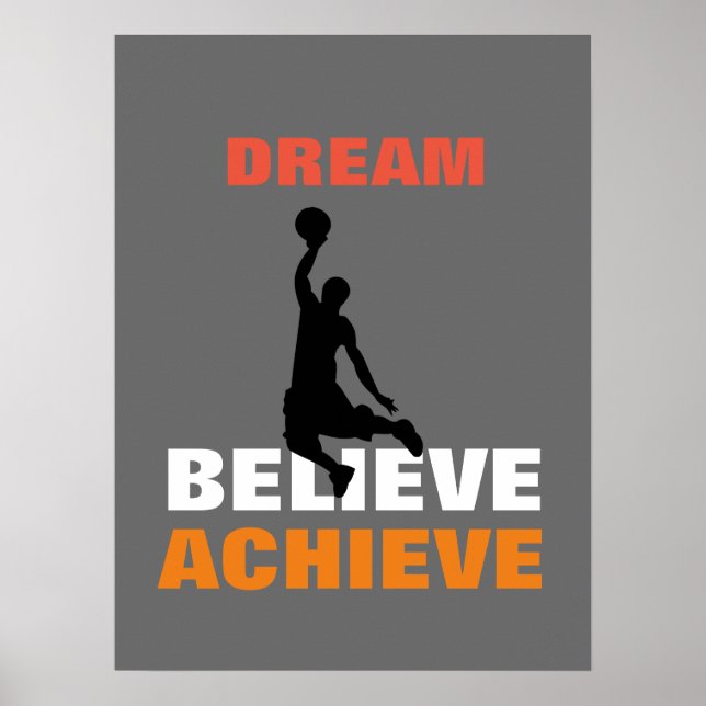 Poster Rêve Motivationnel de basket-ball Croire Atteindre (Devant)