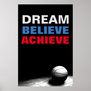 Poster Rêver Croire Atteindre Motivational Basketball