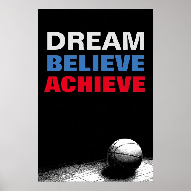 Poster Rêver Croire Atteindre Motivational Basketball (Devant)