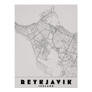 Poster Reykjavik Islande Carte de Voyage Vintage