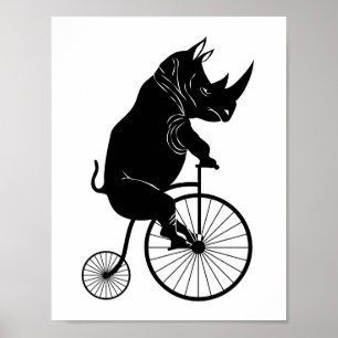 Poster Rhino équitation un vélo