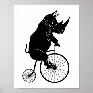 Poster Rhino équitation un vélo