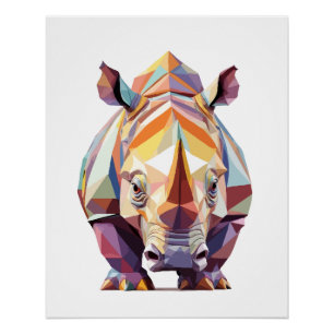 Poster Rhinoceros Jouer adorable animal amusant coloré