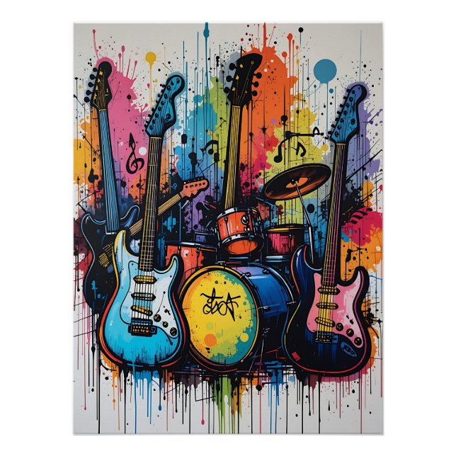 Poster Rhythmic Beats: Musical Graffiti Art (Devant)