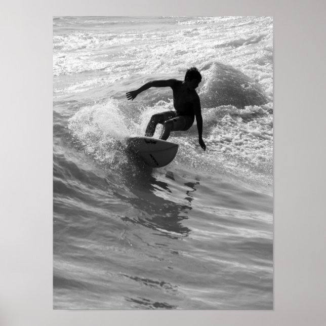 Poster Riding The Wave Grayscale (Devant)
