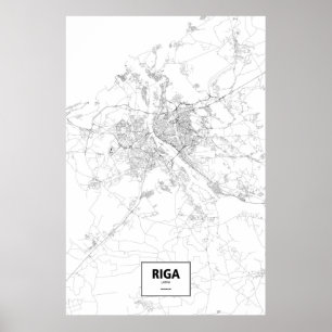 Poster Riga, Lettonie (noir sur blanc)