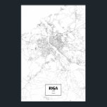 Poster Riga, Lettonie (noir sur blanc)<br><div class="desc">Des affiches complexes des villes dessinées seulement par leurs routes dans de beaux détails. Routelines artwork copyright (c)2013 Nicholas Rougeux. Les données cartographiques en dehors des États-Unis sont (c) les contributeurs d'OpenStreetMap (http://www.openstreetmap.org),  CC BY-SA (http://creativecommons.org/licenses/by-sa/2.0/). Pour en savoir plus,  consultez le site www.Routelines.com</div>