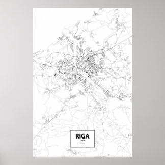 Poster Riga, Lettonie (noir sur blanc)