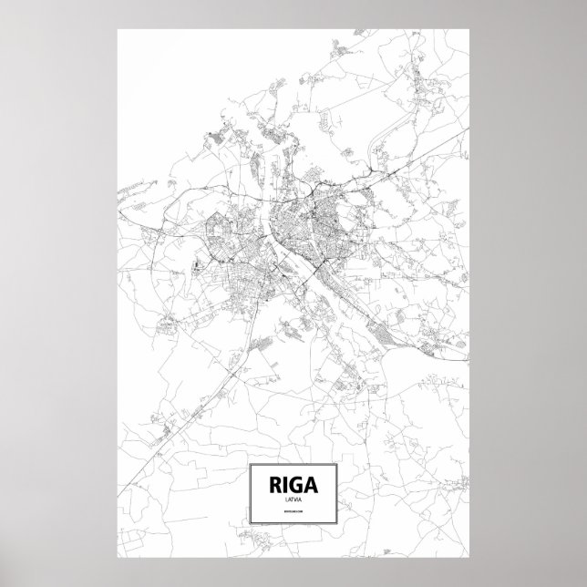 Poster Riga, Lettonie (noir sur blanc) (Devant)