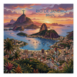 Poster Rio De Janeiro Brésil Voyage Art Vintage