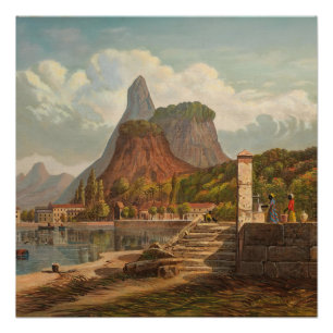 Poster Rio de Janeiro, Mont Corcovado et Baie de Botafago