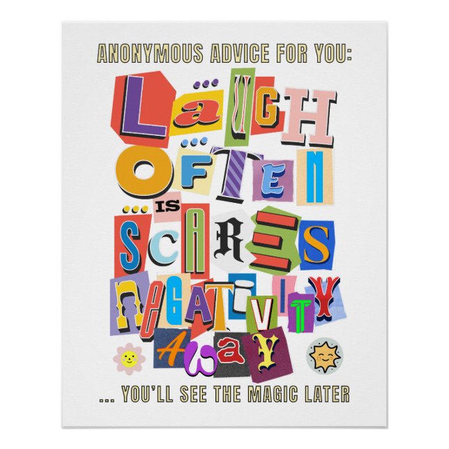 Poster Rire Souvent - Typographie Positive Citation Desig (Devant)