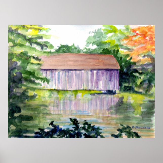 POSTER "RIVERSIDE REFLECTIONS" - ART - HARRIET DAVIDSOHN (Devant)