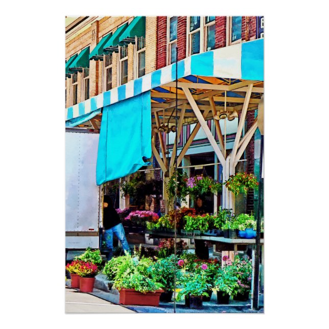 Poster Roanoke VA - Déchargement d'un camion à fleurs (Devant)