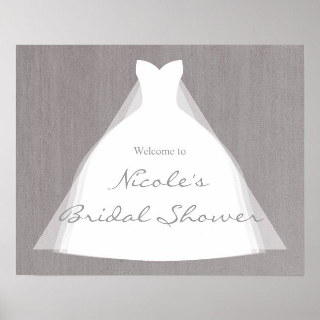 Poster Robe de mariée moderne glamour douche de mariage g (Devant)
