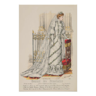 Poster Robe Mariage Mariée Victorienne Paris Fashion Plat
