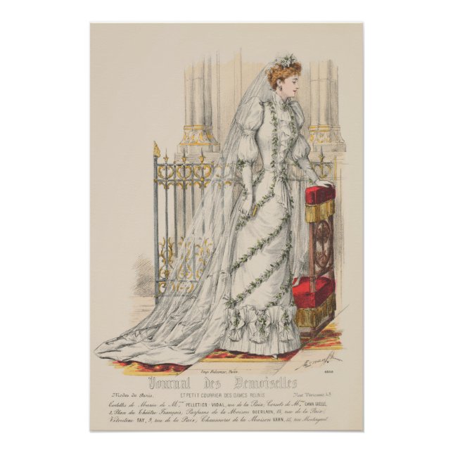 Poster Robe Mariage Mariée Victorienne Paris Fashion Plat (Devant)