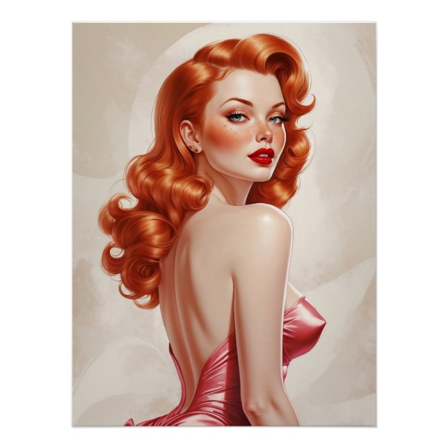 Poster Robe rose Pin-Up Glamour (Devant)