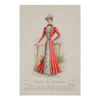 Robe Rouge Vierge Victorienne Mode Française Vinta