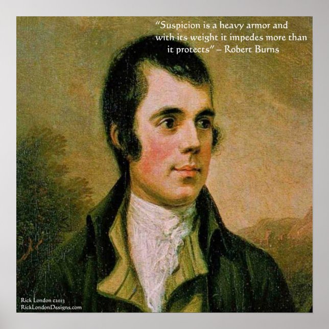 Poster Robert Burns & Célèbre Citation de soupçon (Devant)