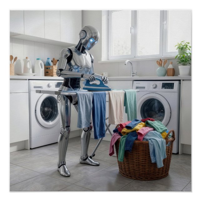 Poster Robot repassant les vêtements (Devant)