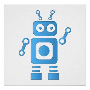 Poster Robot rétro bleu