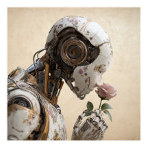 Poster Robot & Rose Solarpunk