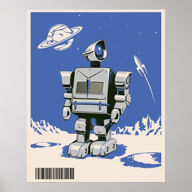 Poster Robot vintage 1 bleu (Devant)