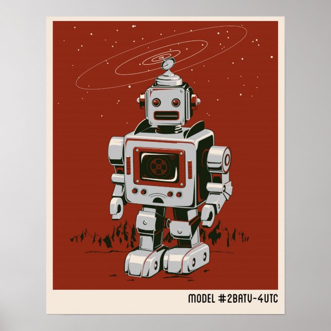 Poster Robot vintage 2 rouge (Devant)