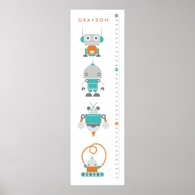 Poster Robots Childrers Custom Growth Hight Chart - Art (Devant)