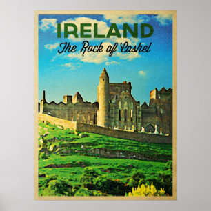 Poster Rocher De Cachel D'Irlande vintage