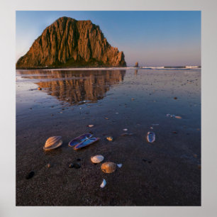 Poster Rocher Morro se reflétant dans le sable mouillé